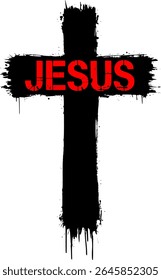 Jesus Cross Vetor - Marcos 12:30 Bíblia Evangelho Verso - Minimalista editável Símbolo Cristão angustiado de fé e amor	