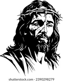 Jesus crown of thorn, Jesus and Cross Laser Cut File, Faith, Jesus Dxf, Cross Christian, Silhouette Cricut Cut File, Jesus, Christian, Faith, Bible, God, Scripture	
 svg
