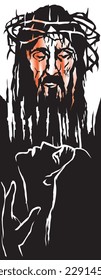 Jesus with the crown of thorns, hand drawn	

