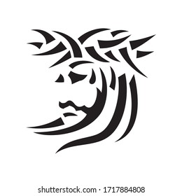 Jesus mit Krone von Dornen Symbol Vektorillustration Logo Abbildung in schwarzem Stil einzeln auf weißem Hintergrund EPS10