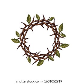 jesus crown of thorns with leaves image isolated on white background 