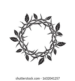 jesus crown of thorns with leaves image isolated on white background 