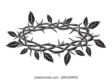 jesus crown of thorns with leaves image isolated on white background 