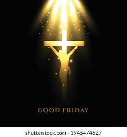 jesus crucifixion cross with glowing light rays good friday background