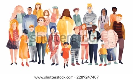 Jesus disciples all ages and races praying together colorful contrast watercolor religious vector illustration