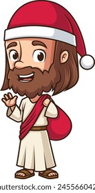 Jesus dressed as santa claus vector illustration