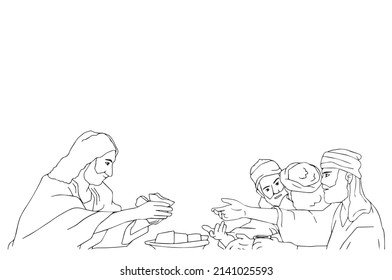 Jesus is drinking with his people, Vector.