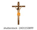 Jesus dying on the cross. Editable Clip Art.