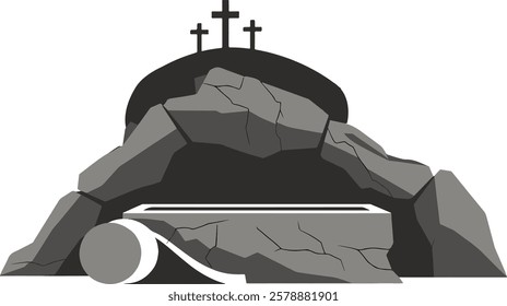 Jesus Easter tomb grave religion christian symbol vector art