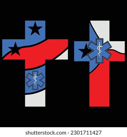 Jesus EMT and American flag vector