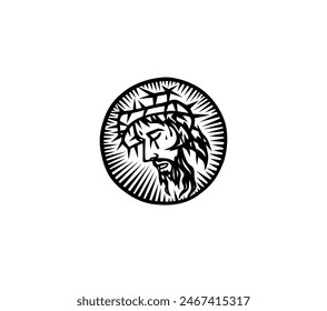 Jesus Face Icon, Kunst Vektorgrafik Design

