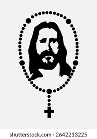 Jesus face illustration black and white clipart