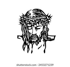 Jesus Face mit Dorn, Kunst Vektorgrafik Design