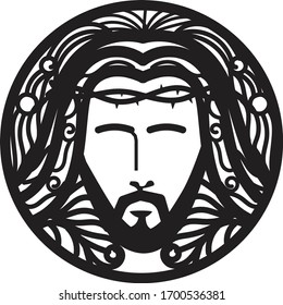 Jesus fancy icon iconic greeting card easter jesus starbucks style jesus face design