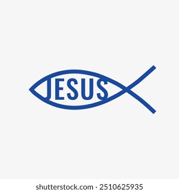 Jesus peixe, ícone Ichthys. Símbolo bíblico. Emblema para amortecedor de carro, tatuagem, colar