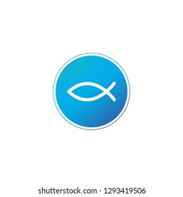 Jesus Fish Icon in circle . Vector illustration isolated on white background.