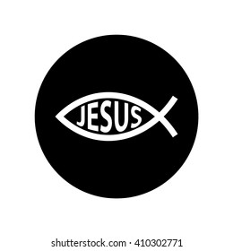 Jesus Fish Icon in circle . Vector illustration