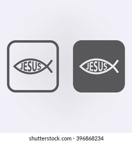 Jesus Fish Icon set . Vector illustration