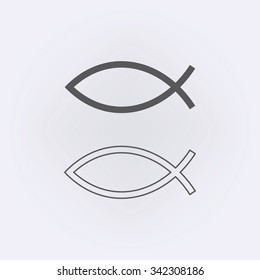 Jesus Fish outline Icon . Vector illustration