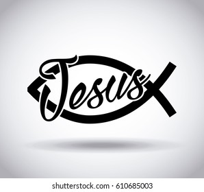 jesus fish symbol icon over gray background. vector illustration