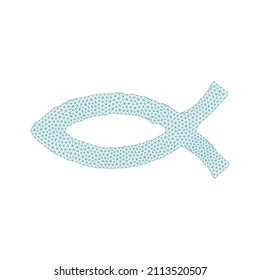 Jesus fish symbol out of connected lines. Fish of believers, christian fish. Stock vector illustration isolated on white background.