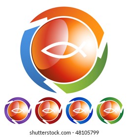 Jesus fish web button icon isolated on a background.