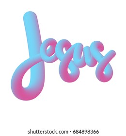 Jesus Fluid color lettering vector illustration