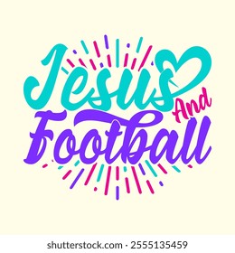 Jesus And Football Calligraphy Vintage Graphic, Jesus Life Funny Christianity And Jesus Illustration Clip Art