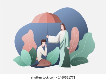 Jesus gave the umbrella to those who sat there praying.