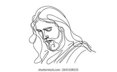 Jezus God Christelijke Religie Gebed Persoon One Line Art Design
