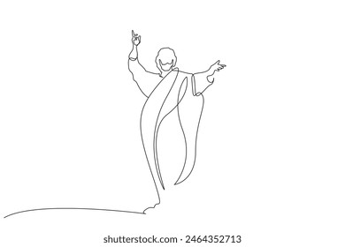 jesus god greek old man full body length culture religion christian one line art design vector