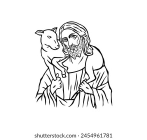 Jesus the Good Shepherd, art vector design
