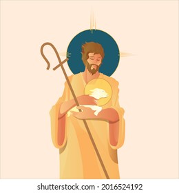 Jesus Good Shepherd Illustration Jesus Lamb of God Vector, Jesus Priesthood Vocation Catholic