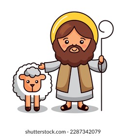 jesus good shepherd isolated over white background . vector illustration