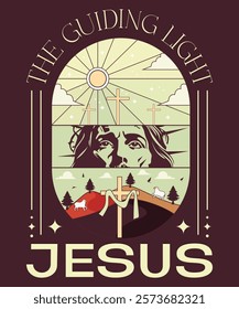 jesus the guiding light. for poster template, t'shirt design, wall art design, high quality print and other uses