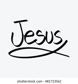 Jesus. Hand lettering calligraphy.