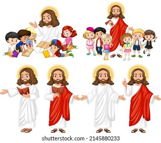 Jesus and happy children illustration