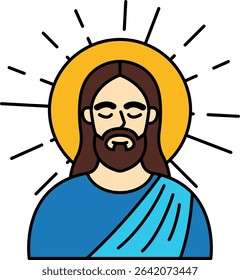 Jesus has a glowing aura behind him