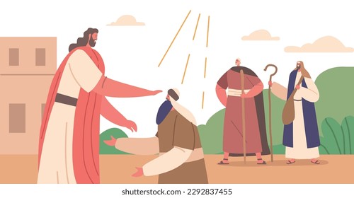 Jesus Heals Man Standing On Knees By Commanding Him To Rise Up And Walk, Instantly Restoring His Strength And Mobility