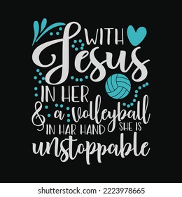 With Jesus In Her Heart Christian Volleyball svg cricut craft cut files