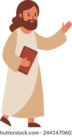 Jesus holding bible in hand vector illustration