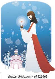 Jesus holding Candles