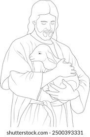 Jesus holding a lamb, signifying the love of God for mankind