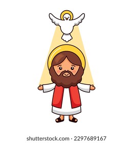 jesus and holy spirit cartoon. vector illustration