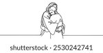 Jesus hugs a man Continuous one line drawing