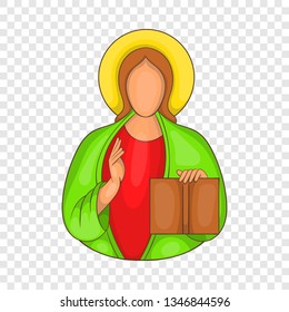 Jesus icon in cartoon style on a background for any web design 