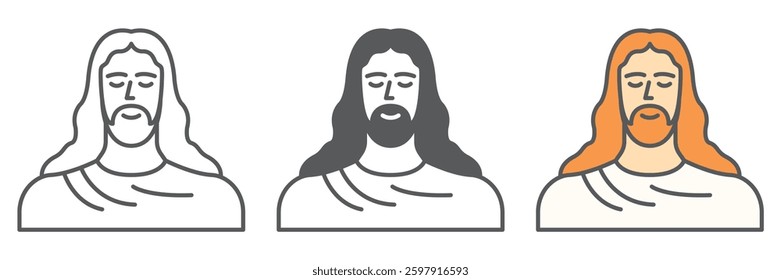 Jesus icon collection, Easter and religion, christianity god vector icon set, vector graphics, editable stroke outline sign, eps 10.