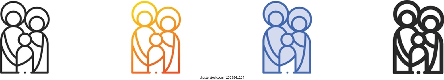 jesus icon.Thin Linear, Gradient, Blue Stroke and bold Style Design Isolated On White Background