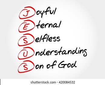JESUS - Joyful Eternal Selfless Understanding Son of God, acronym concept