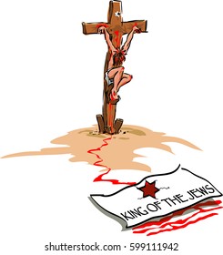 Jesus, King of the Jews on the cross. Vector